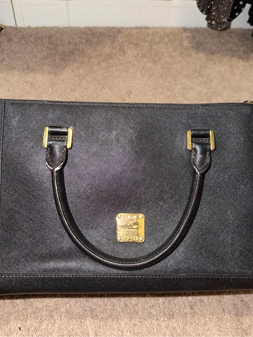 MCM  Nuovo Two-Way Tote in Black Saffiano Leather - Large